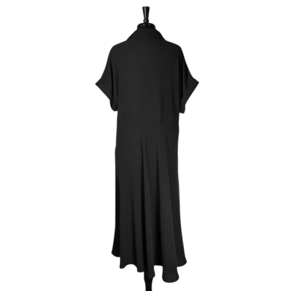 Ralph Lauren Black Label Women's Dress 18 Black V-Neck Gold Buckle Midi Classic - Image 2 of 4
