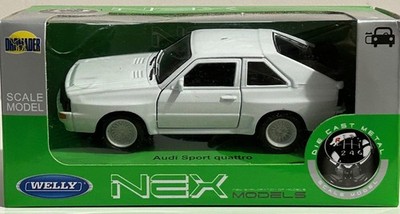 Audi Quattro Automodell Diecast Spielzeug 1:34-1:39 Welly OHNE PERFEKT 1 REIFEN + KARTON GERISSEN