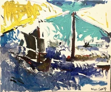 Cubism Gloucester Nautical Seascape Lighthouse Modern Painting On Canvas 20x24