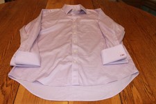 Charles Tyrwhitt Shirt Mens 17.5 44 Purple Non Iron French Cuff Monogram Dress