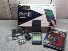 TESTED Palm Pilot III PDA Handheld Organizer 3COM Box Cradle Stylus