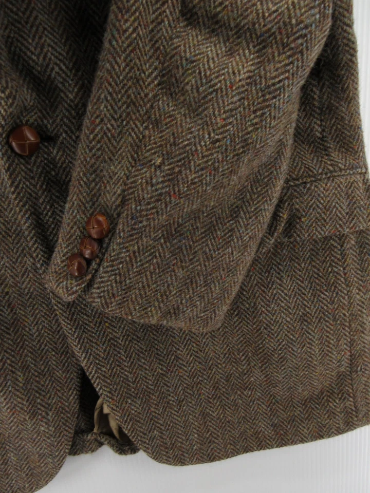 Abrigo deportivo Harris Tweed vintage para hombre 42 marrón blazer espiga sin estructura * Foto 3 de 4