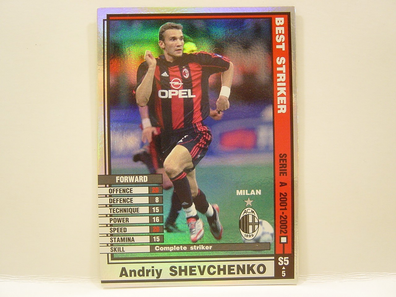 Panini WCCF 2001-02 BS Andriy Shevchenko 1976 Ukraine No.7 AC Milan Best STriker