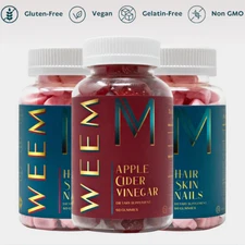WEEM The Health Trio Apple Cider Vinegar + 2 Hair Skin & Nails, Natural & Vegan