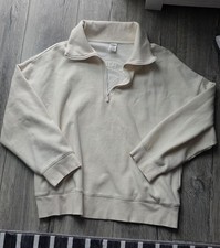 Victorias Secret PINK Quarter Zip Womens Sweatshirt Size XL Cream Worn Once EUC