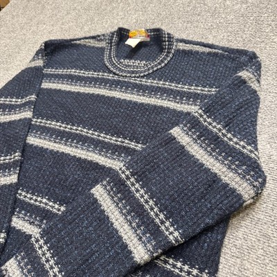 VTG Porto Bello Sweater Mens L Blue White Patterned Knitted 90s Cotton Y2K