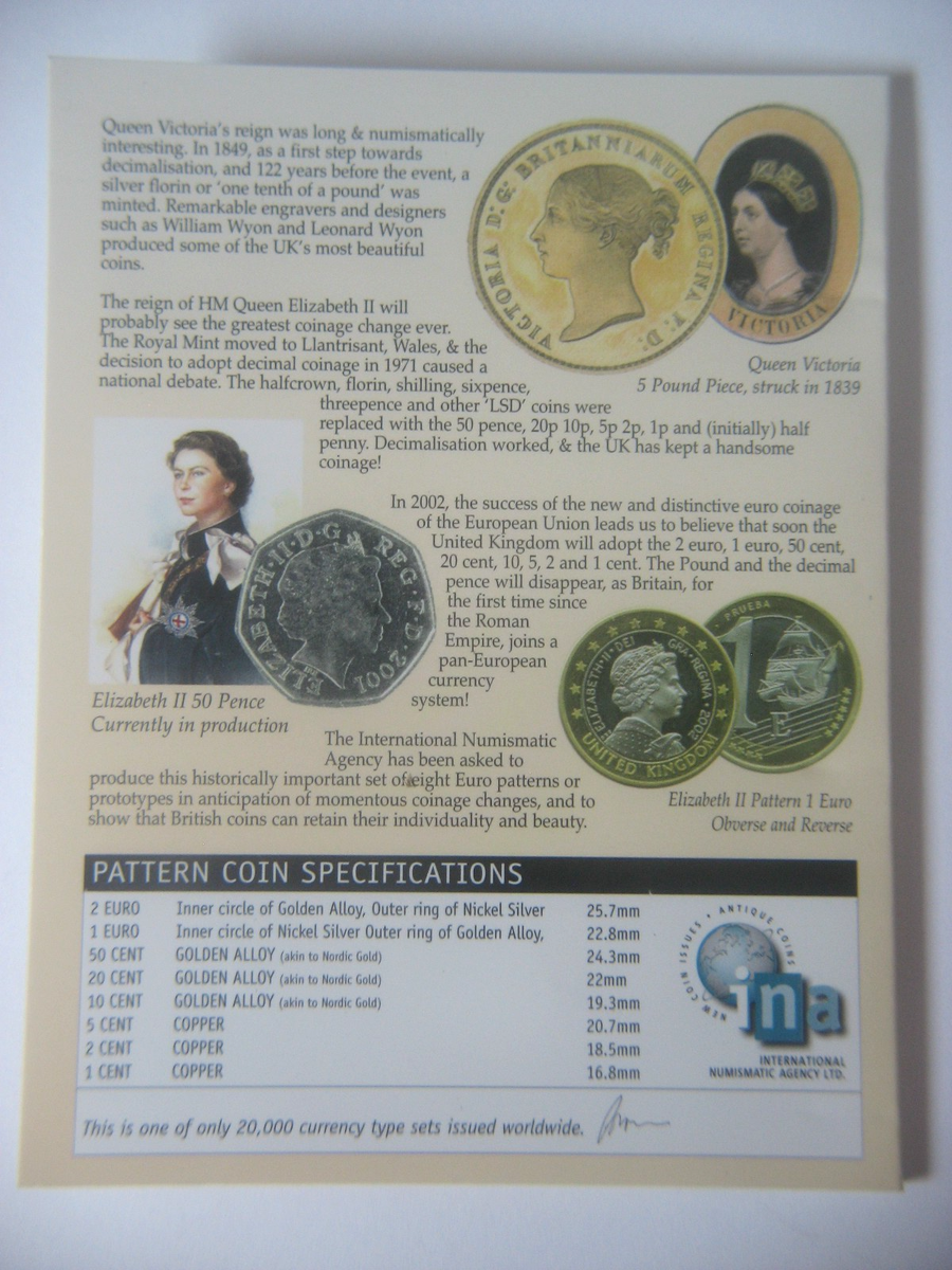 2002 United Kingdom Prototype Euro Type Coin Collection | eBay