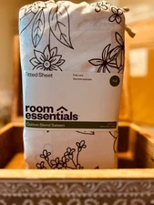 Full Easy Care Cotton Blend Sateen Fitted Sheet Gray Floral - Room Essentials