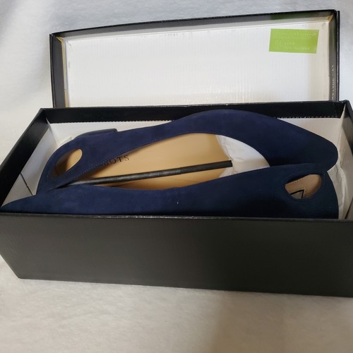 Talbots scamosciato indaco Edison tacco basso ritaglio nuovo con scatola taglia 9,5 M punta mandorla comfort - Foto 7 di 8
