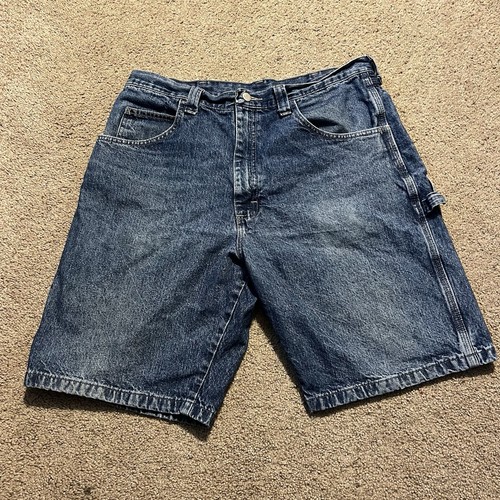 VTG Y2K Men's Wrangler Carpenter Baggy Skate Blue Denim Shorts Jorts Size 34 - Bild 2 von 4