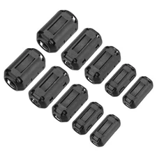 10Pcs 5Size Clip-on Ferrite Ring Core, Noise Filter Cable Clip EMI RFI Black