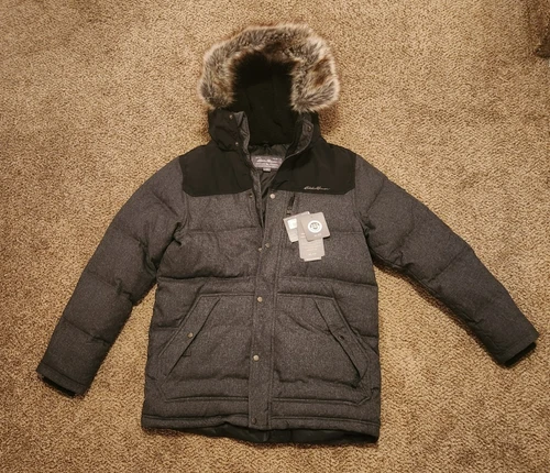 Eddie Bauer Noble Down Parka Men's Large Dark Charcoal MSRP $279 New With Tags - product listing photo