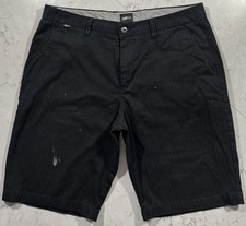 Fox Racing Shorts Mens 36 Black Pinstripe Chino Flat Front Comfort Casual Logo