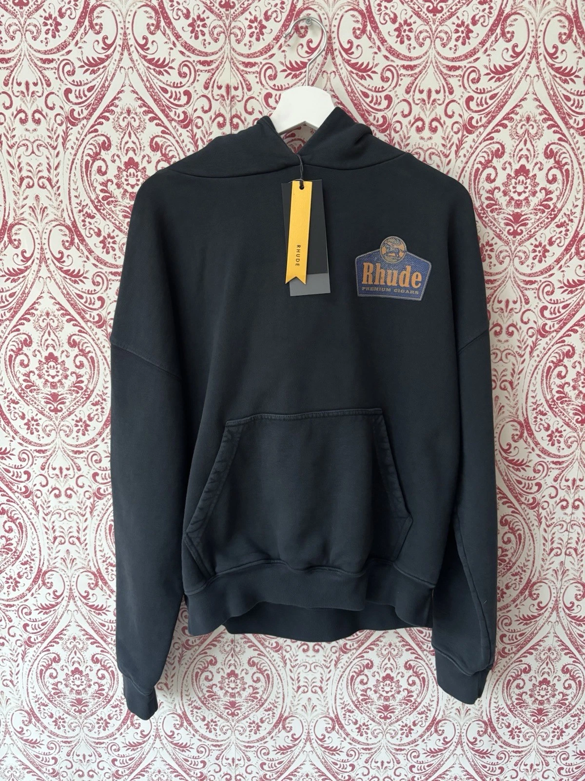 Felpa con cappuccio RHUDE GRAND CRU VINTAGE NERA taglia small nuova con etichette prezzo consigliato £ 710