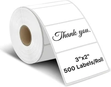 500 Thermal Labels 3x2 Inch White Rectangle Self-Adhesive Durable with Perforati