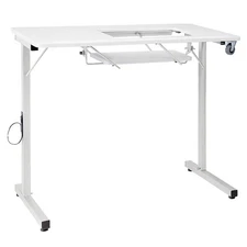 SewingRite SewStation 101 Portable Folding Sewing Table with Steel Legs, White