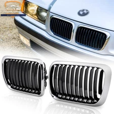 Chrome Frame Black Front Kidney Grille Grill For BMW 3 Series E36 M3 1997-1999