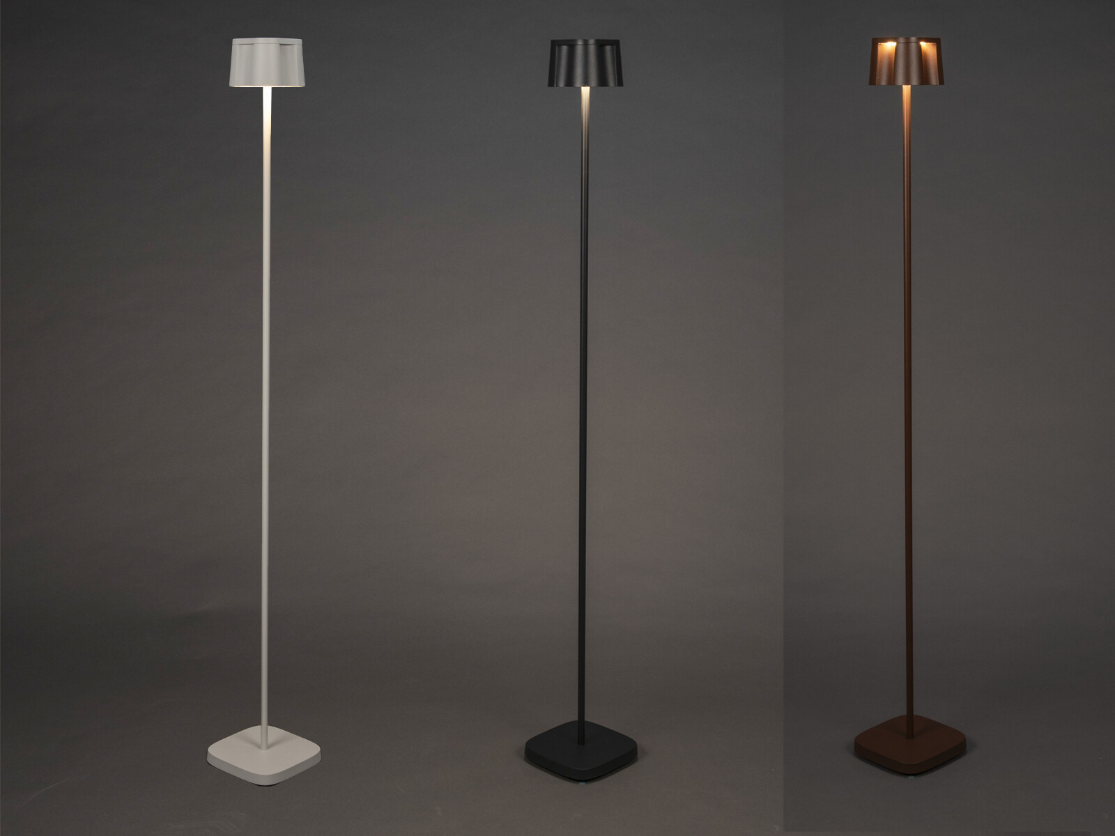 Lampada da terra moderna a batteria LED stretta dimmerabile senza fili alimentata a batteria per esterno foto 3