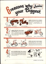 1954 PAPER AD 3 PG AMF Junior BMC Wagon Tractor Sidewalk Bike Hedstrom Velos 