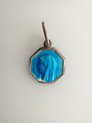 Vintage Catholic Blue Enamel Small Our Lady of Lourdes French Medal ...