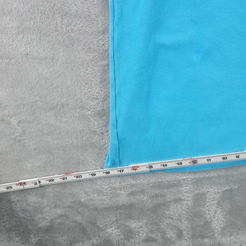 Moda Dress Womens XS Blue Teal Ribbed Knit Embroidered Stretch Short Sleeve - Picture 14 of 15