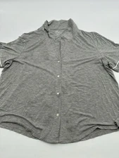 Gap Body Button Up Blouse Women Medium Gray Solid Collared..#14740