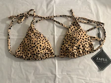 Zaful Animal Print Spotted Triangle Padded Bikini Top Size 4 (Small) NWT