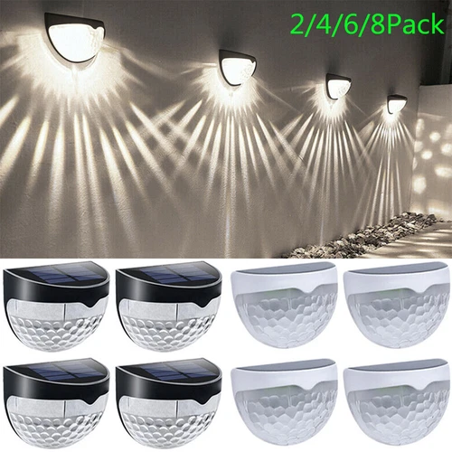 Waterproof 2-8 Pack Solar 6-LED Wall Light Garden Fence Yard Decor Street Lamps