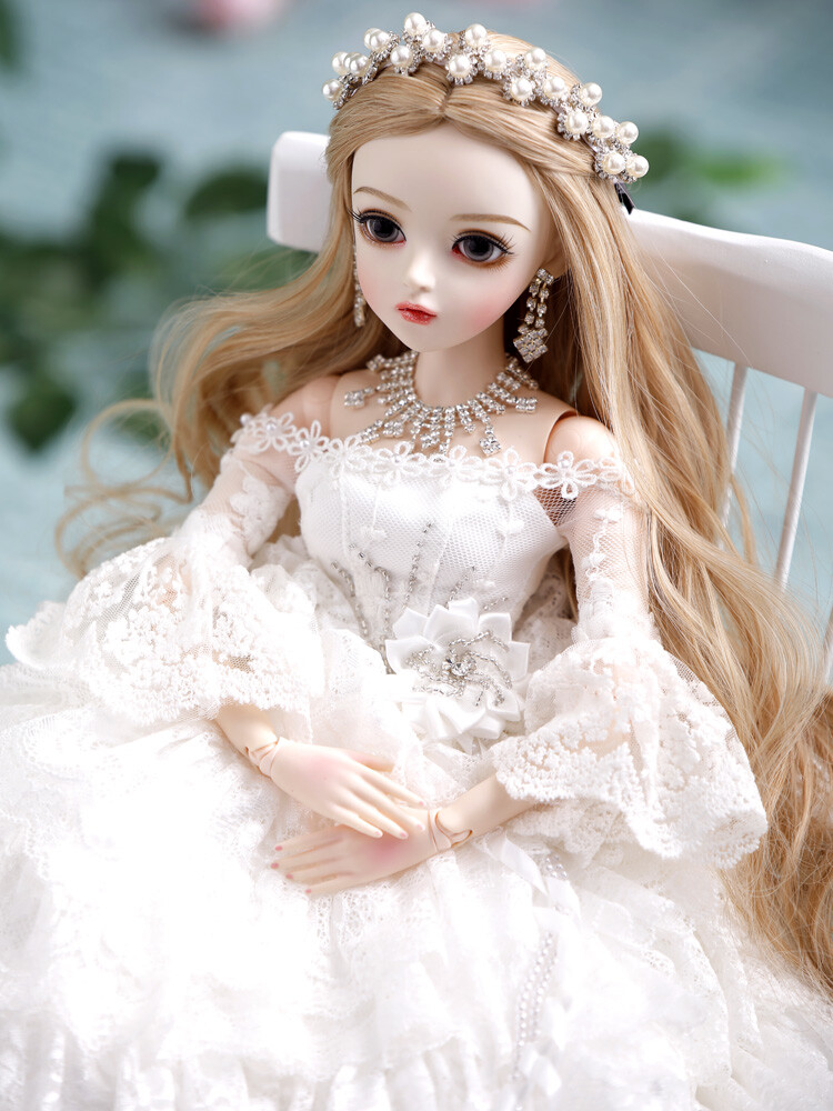 60cm 1/3 BJD Doll Ball Jointed Girl Full Set White Wedding