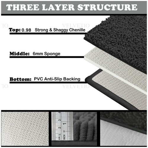 MEMORY LOOP BATH MAT SET PEDESTAL NON SLIP SUPER SOFT TOILET BATHROOM RUG 2PC - Picture 156 of 341
