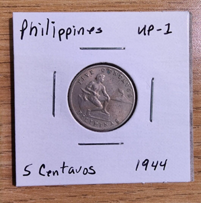 米領　フィリピン　❛１９４４年❜　5　センタボス Philippines, 1944 - 5 Centavos Coin (USA-Philippines, 1944, S Mint