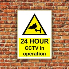 24 HOUR CCTV - CCTV Warning Signs - 3mm Foamex Solid Plastic or Vinyl Sticker