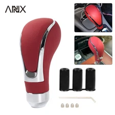 Red Universal Leather Automatic Car Shift Knob Manual Gear Stick Shifter Lever