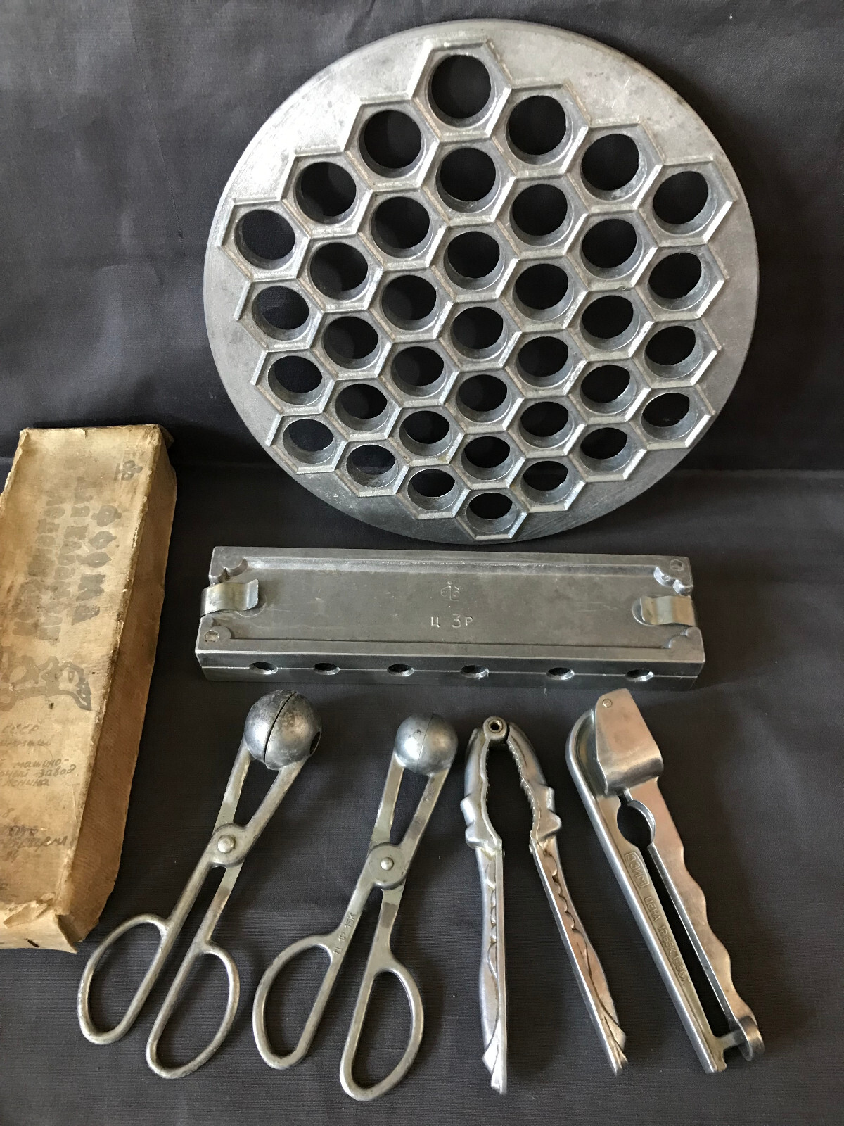 VTG USSR Candy mold, Nutcracker, Meatball maker, Garlic press, Pelmennitsa-image