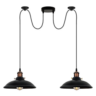 Vintage Decken Pendelleuchte Industrial Metall Lampenschirm 2-fach Hängelampe Retro Lampe