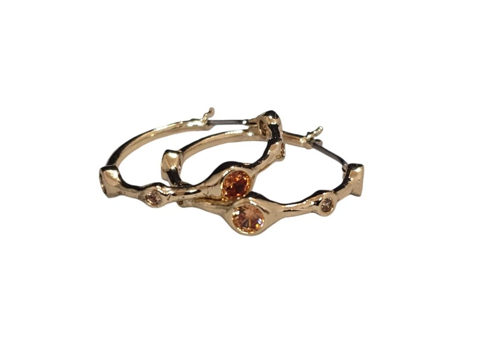 Pendientes de aro Anthropologie para mujer incrustados piedra tono dorado nuevos con etiquetas Foto 4 de 4