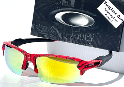 NEW Oakley FLAK 2.0 Red Tiger Stripes POLARIZED Galaxy Gold Lens