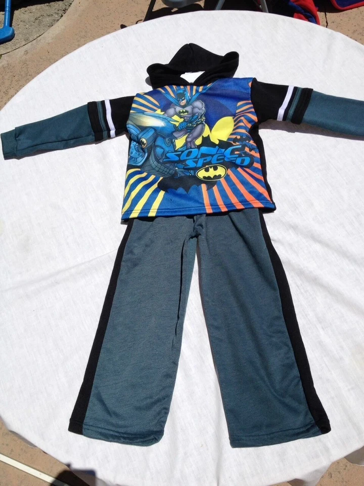 蝙蝠侠运动裤连帽衫卫衣 2 件套标志男孩黑色 — 第 2/2 张图片