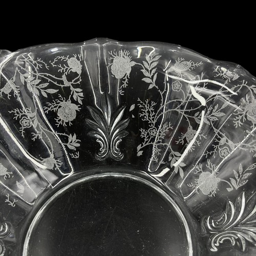 Vintage Fostoria Chintz Handled Serving Bowl Elegant Etched Baroque 2496 8 1/2" - Picture 5 of 7