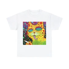 Adult Cat T Shirt Abstract Cat Art Tee Cool Retro Pet Lover Gift Hipster Smoking