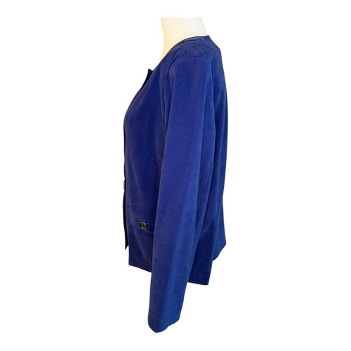 JM Collection Blazer Jacket Career Button Front Cobalt Blue Size 12 - Picture 2 of 6