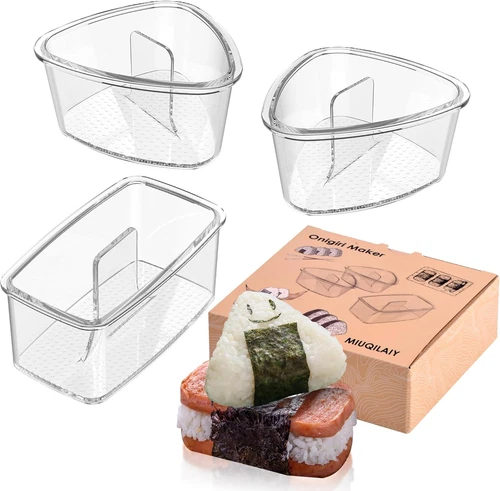 3PCS Clear Onigiri Rice Ball Mold Maker Kit, Musubi Press, Triangle Sushi Press 
