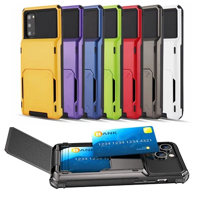 Hard Armor Case Cover Flip Card Slot Holder For Samsung Galaxy A15 A55 A25 A35