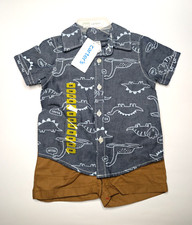 Baby Boy Carter's Dinosaur Chambray Button-Front Shirt  Shorts Set - 6M/12M/18M