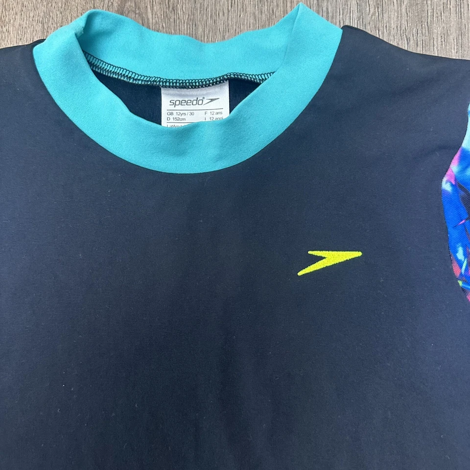 Speedo Endurance Kids Rashie Rash Swim Top Sz 10 Black EUC Short Sleeve DZ - Image 4 of 4