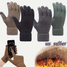 Women Men Wool Knitted Gloves Full Finger Warm Mittens Touch Screen Hand Cover