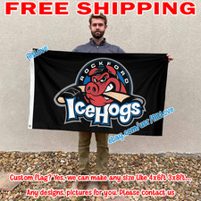 Rockford IceHogs Flag Banner 3X5 ft AHL American Hockey League Fan Home Decor