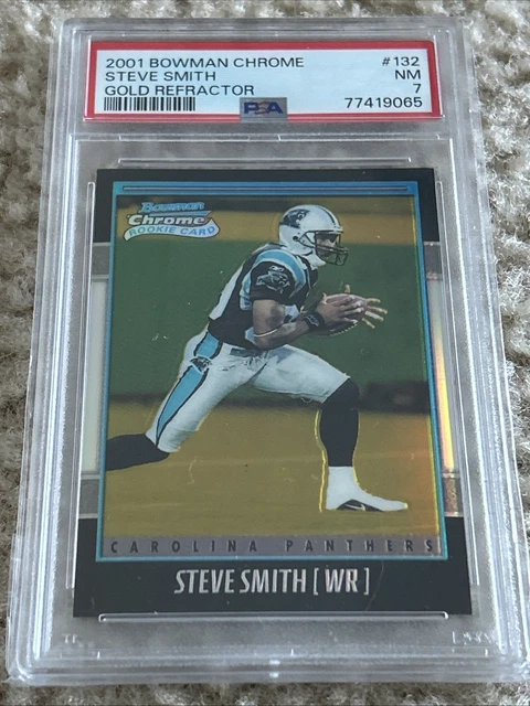 2001 BOWMAN CHROME #132 GOLD REFRACTOR /99 STEVE SMITH ROOKIE PSA 7 Low Pop