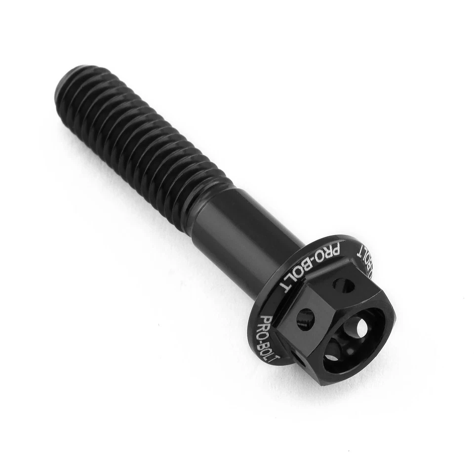 PRO-BOLT Aluminium Flanged Hex Head Bolt M6 x 1.00mm x 30mm Race Spec Etched Black