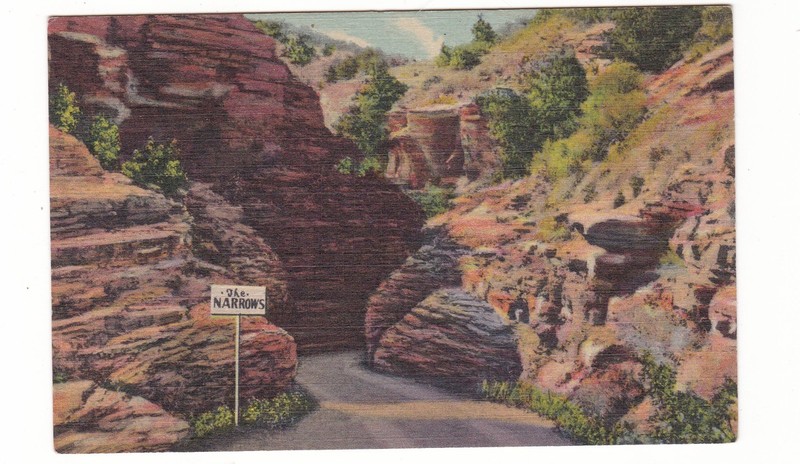 Colorado vintage postcard / entering THE NARROWS  Williams Canon